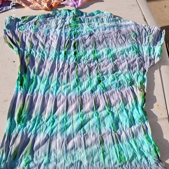Tie-Dye Purple and Orange Fabric - Picture 3 of 7